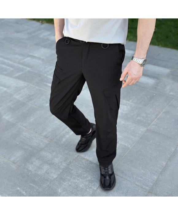 Карго штаны мужские черные Tactical Soft