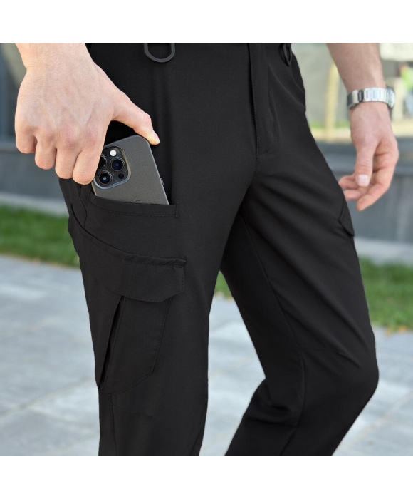 Карго штаны мужские черные Tactical Soft