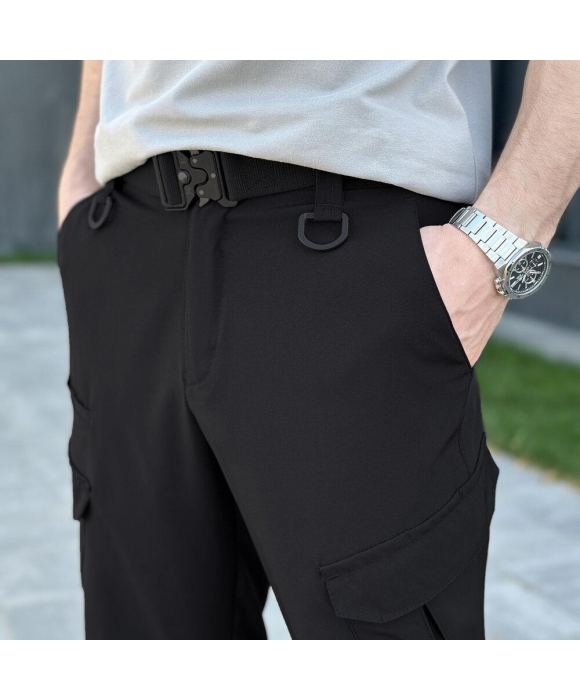 Карго штаны мужские черные Tactical Soft