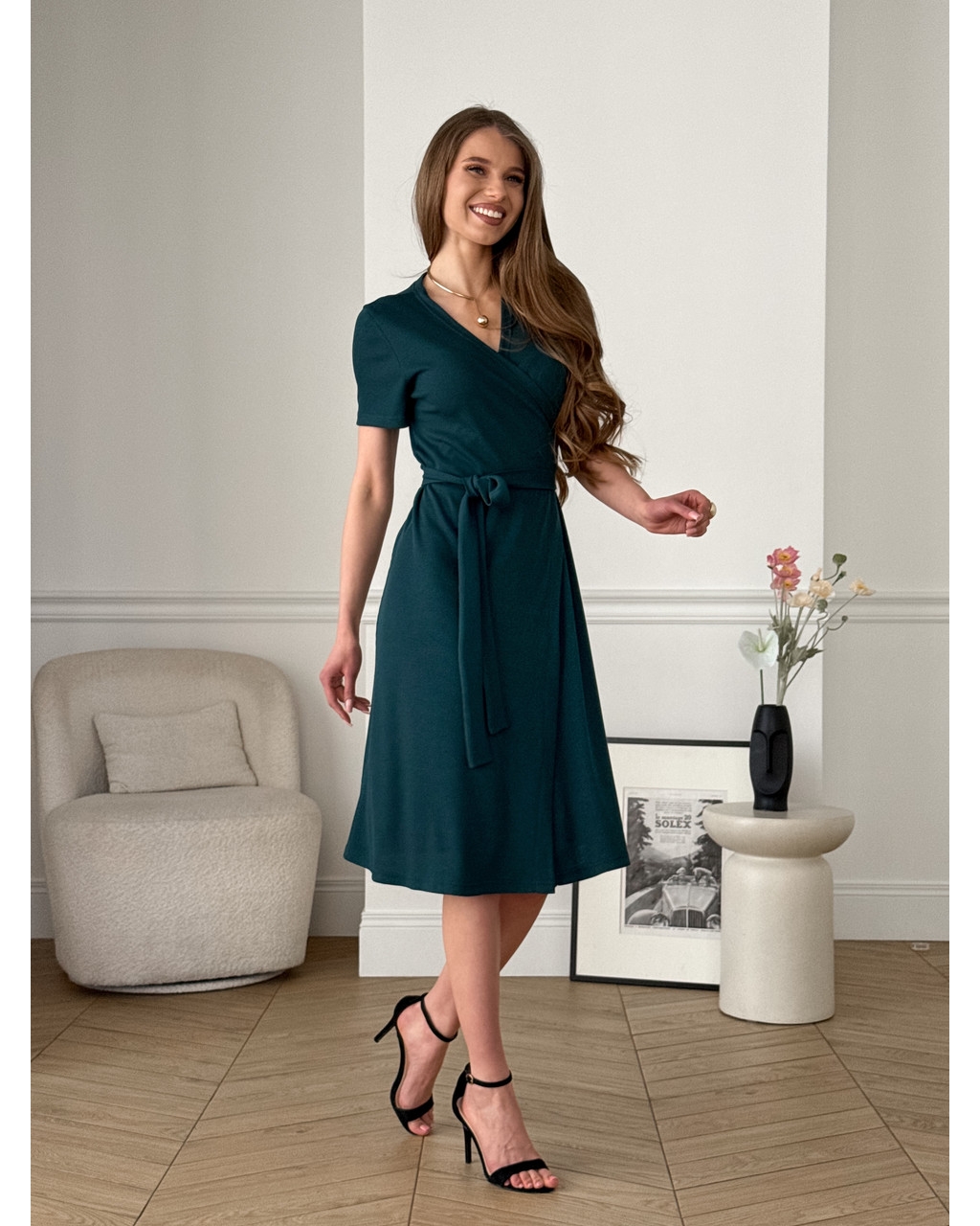 Платье на запах в полоску зеленое Zocca 700001865