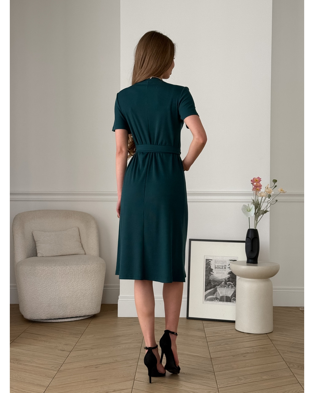 Платье на запах в полоску зеленое Zocca 700001865