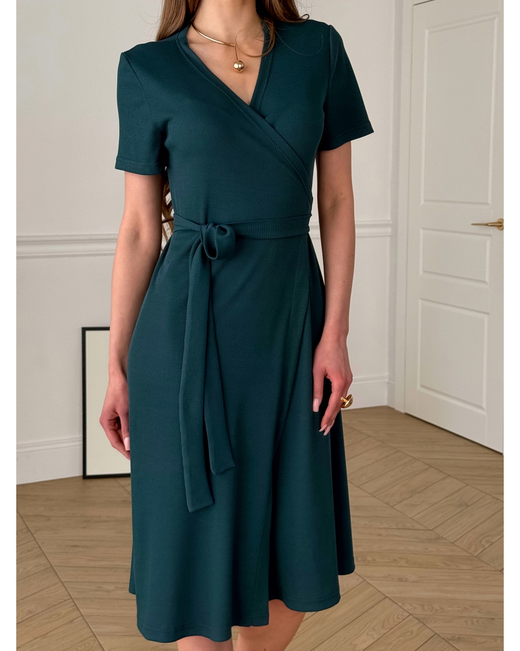 Платье на запах в полоску зеленое Zocca 700001865