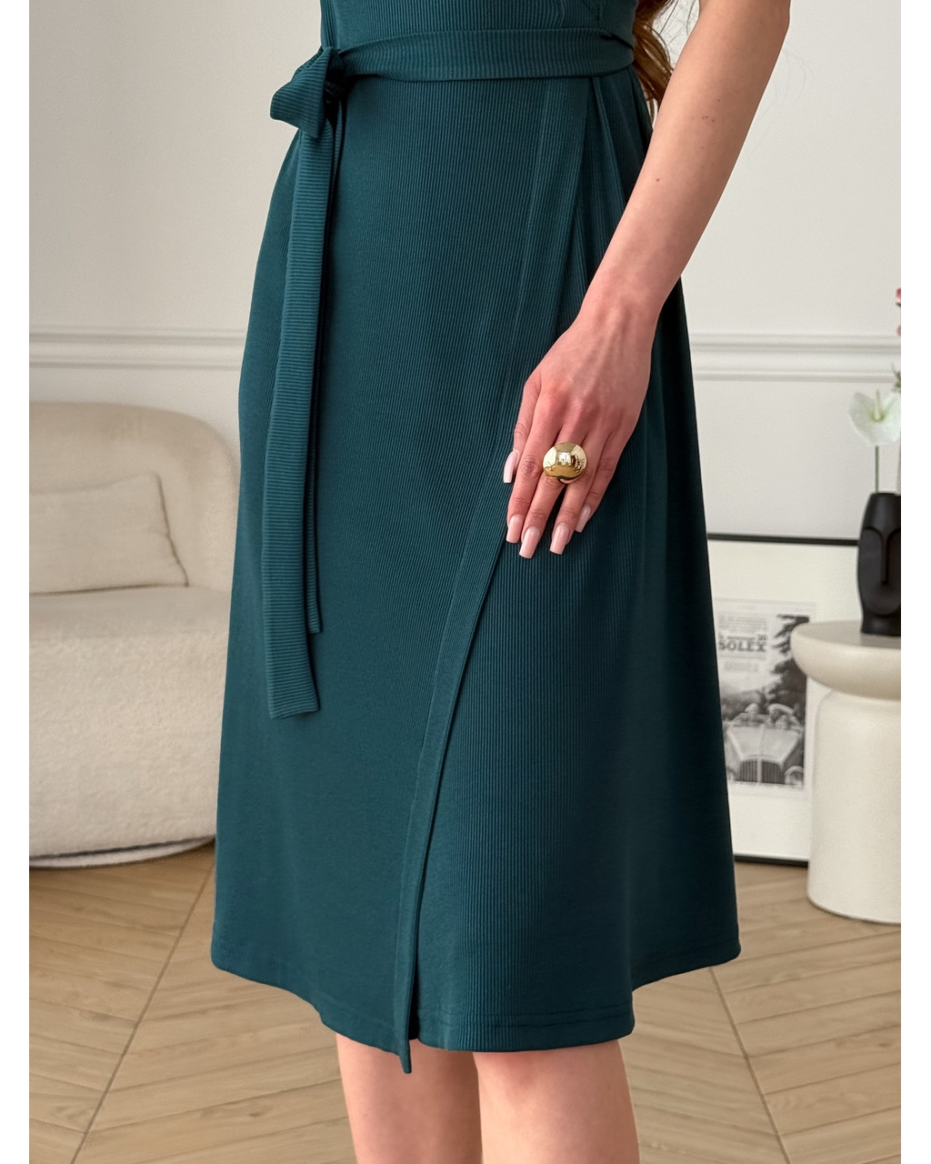 Платье на запах в полоску зеленое Zocca 700001865