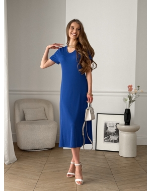 Довга сукня-футболка в рубчик синя Zara 700001847