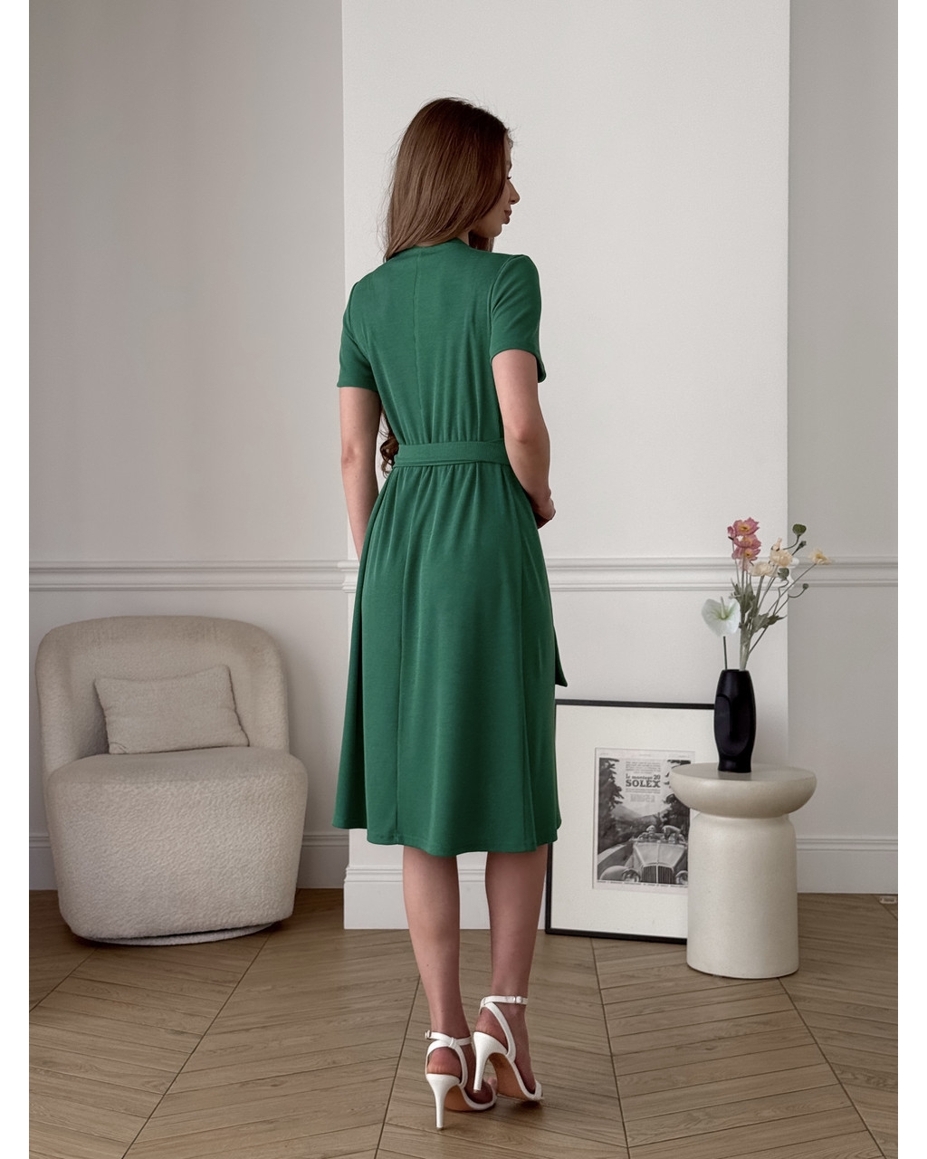 Сукня на запах в рубчик зелена Zocca 700001868