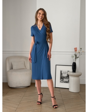 Сукня на запах в рубчик синя Zocca 700001863