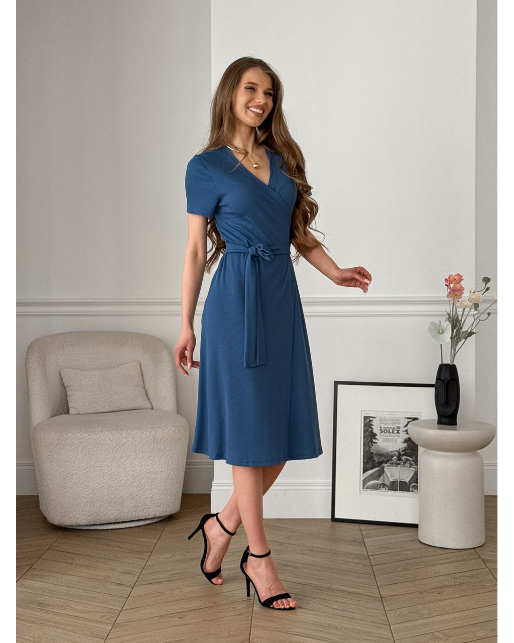 Платье на запах в полоску синее Zocca 700001863