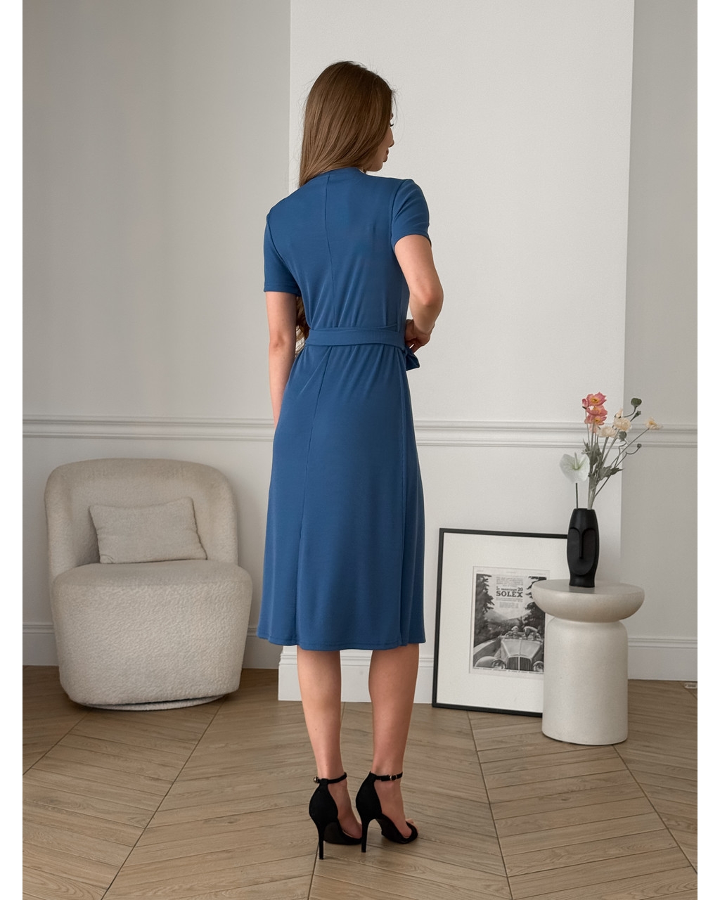 Платье на запах в полоску синее Zocca 700001863