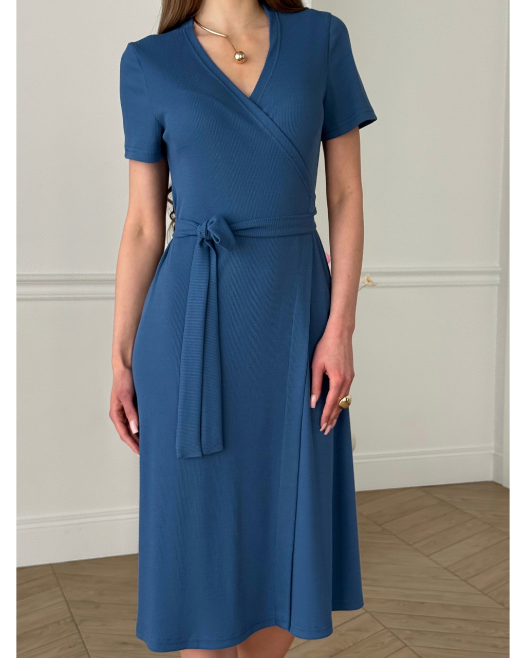 Платье на запах в полоску синее Zocca 700001863