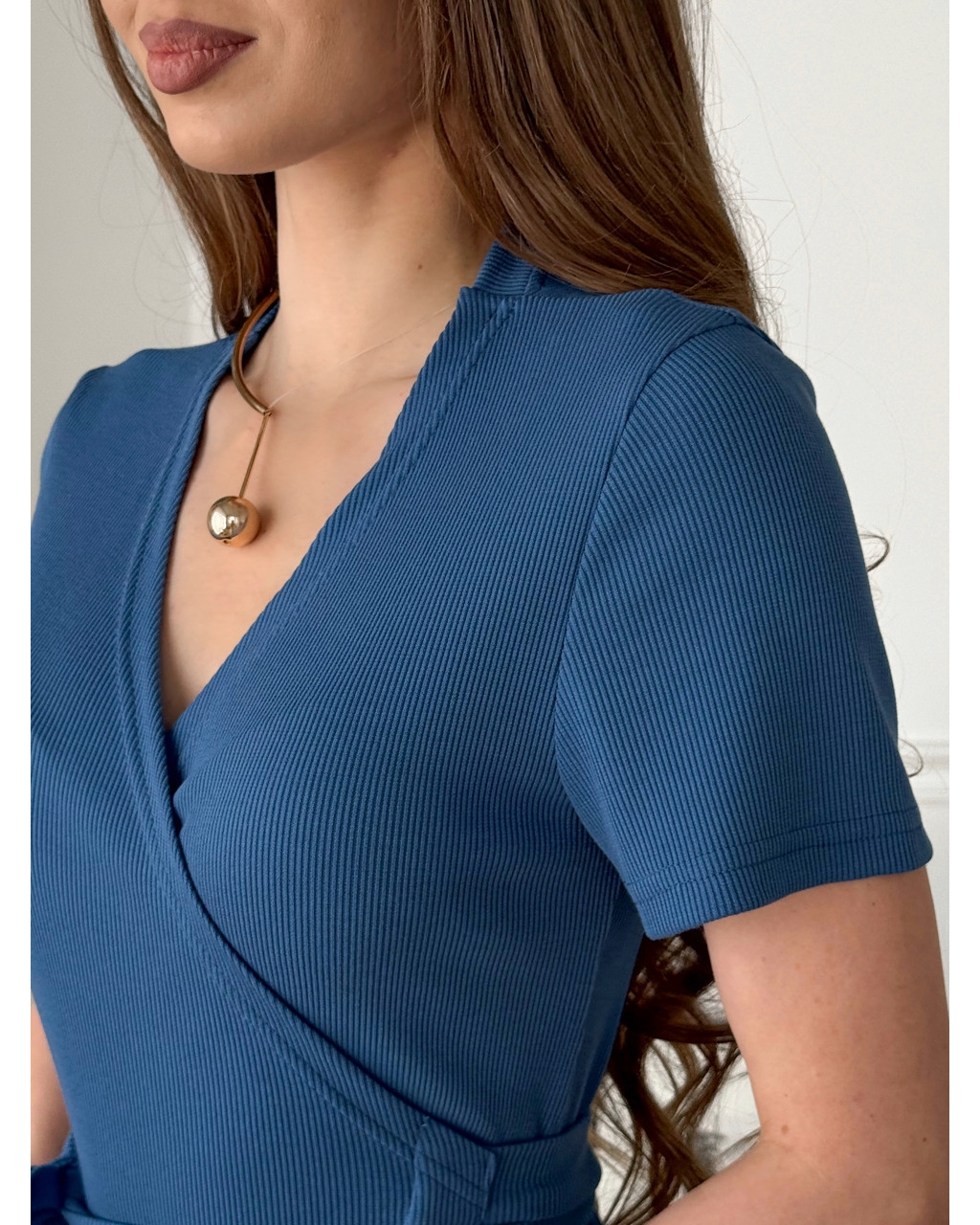 Платье на запах в полоску синее Zocca 700001863