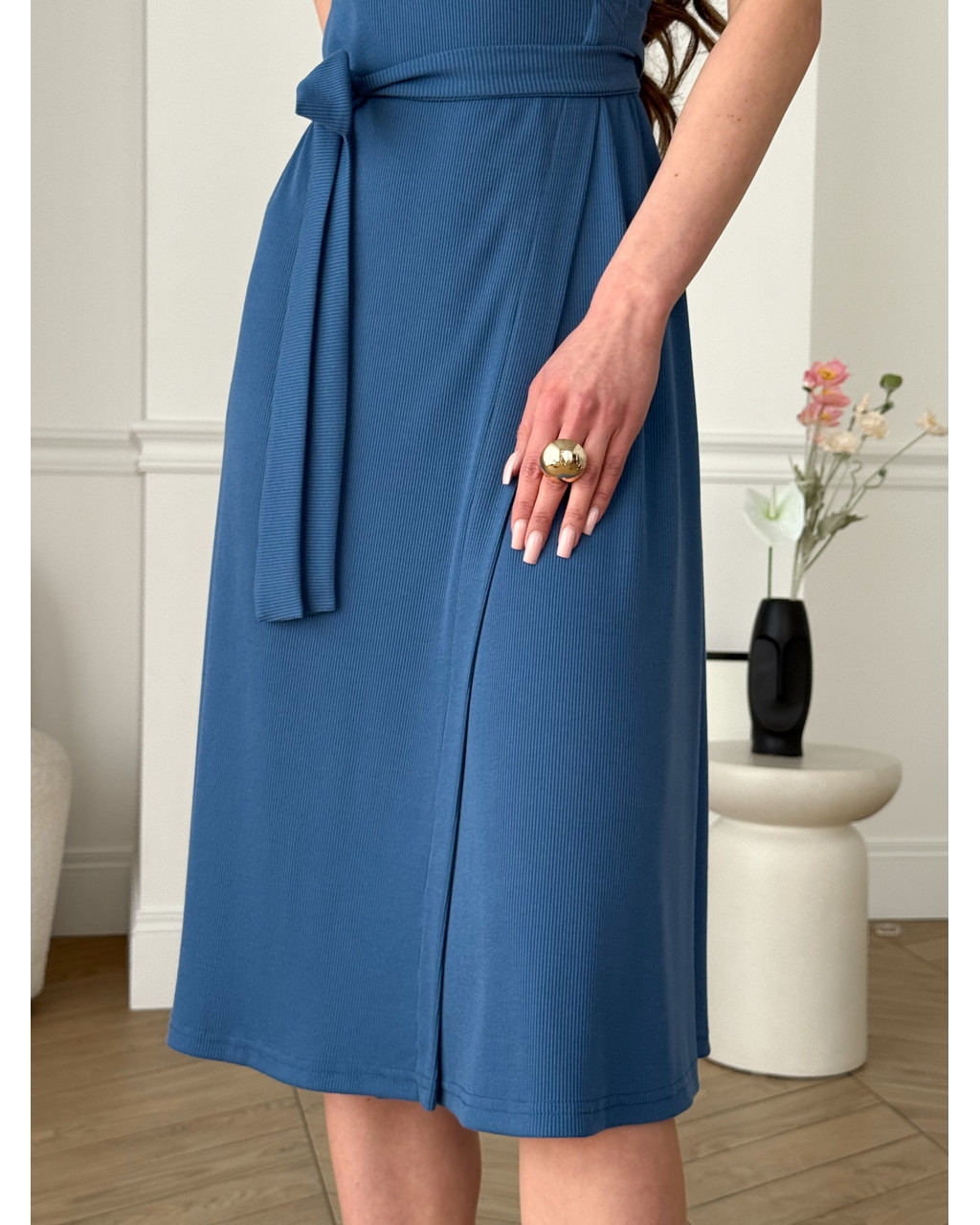 Платье на запах в полоску синее Zocca 700001863