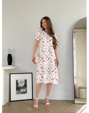 Літня сукня з штапелю у квітковий біла Kazerta 700001888