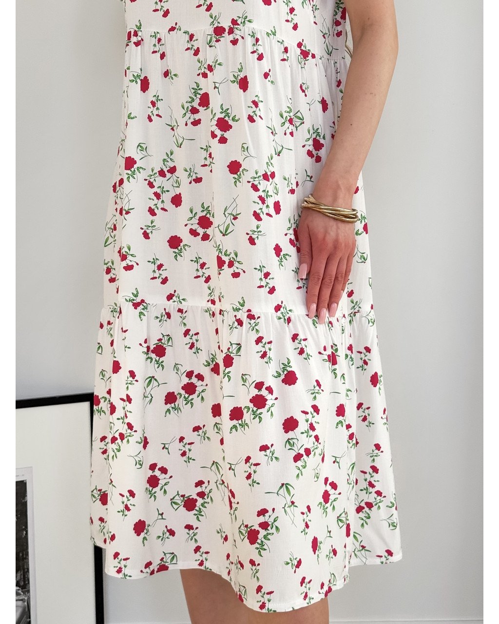 Летнее платье из штапеля в цветочек белое Kazerta 700001888