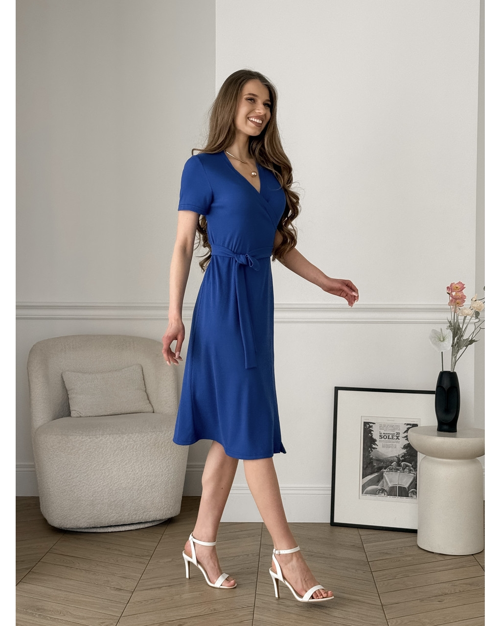 Сукня на запах в рубчик синя Zocca 700001867