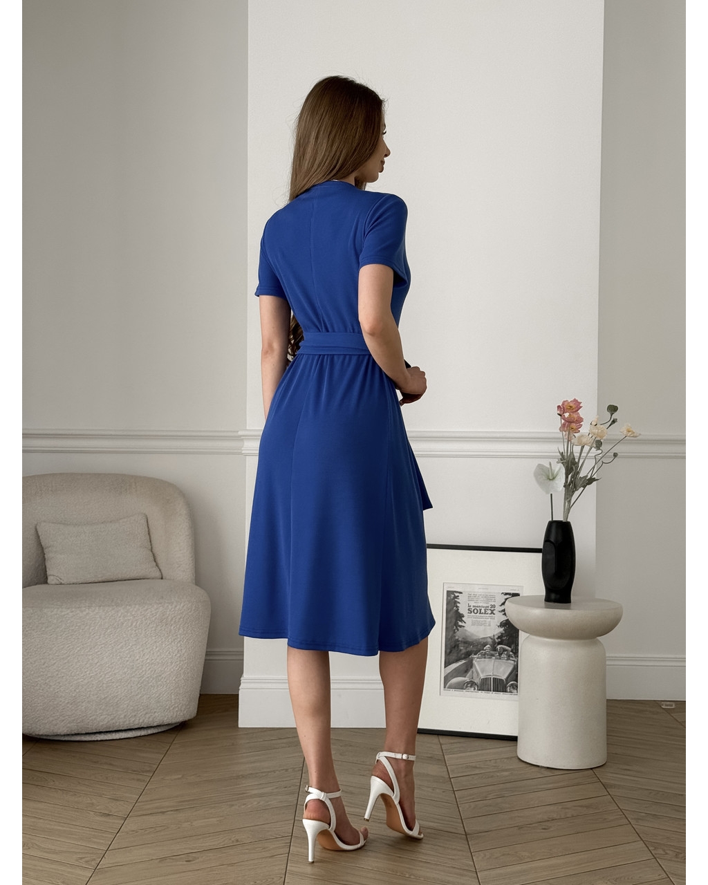 Сукня на запах в рубчик синя Zocca 700001867