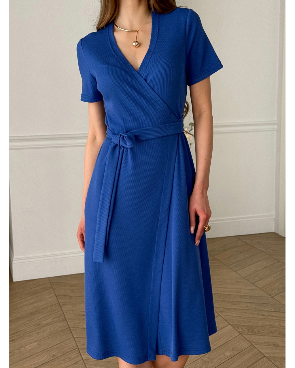 Сукня на запах в рубчик синя Zocca 700001867