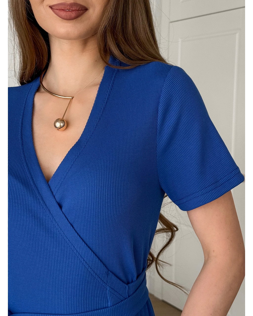 Сукня на запах в рубчик синя Zocca 700001867