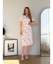 Сукня з комірцем у квіточку зі штапелю біла Tapi 700002228