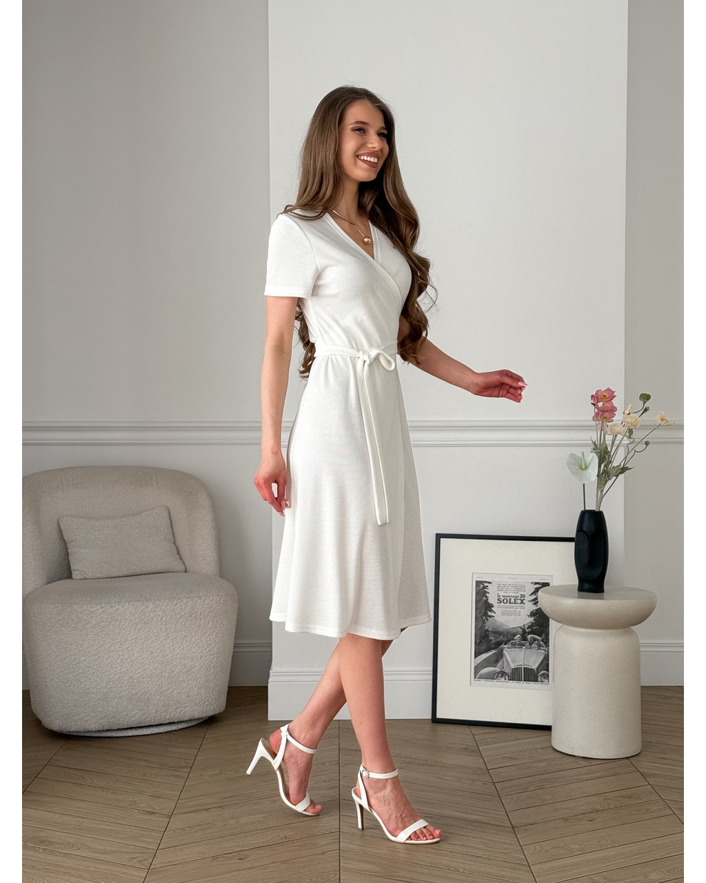 Платье на запах в рубчик белая Zocca 700001869