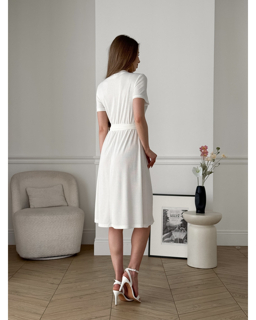 Платье на запах в рубчик белая Zocca 700001869