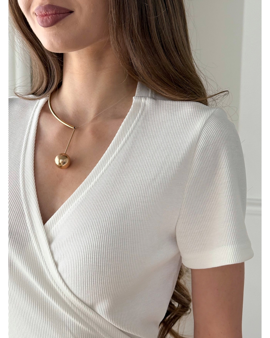 Платье на запах в рубчик белая Zocca 700001869