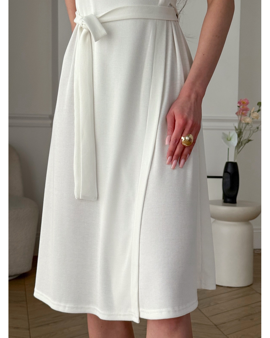 Платье на запах в рубчик белая Zocca 700001869