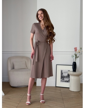 Сукня на запах в рубчик бежева Zocca 700001862