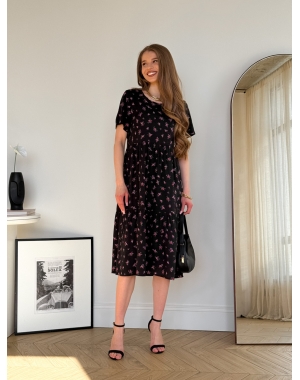 Літня сукня зі штапелю у квітковий чорна Kazerta 700001881
