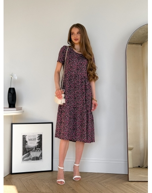 Літня сукня зі штапелю у квітковий чорна Kazerta 700001884