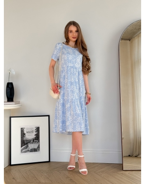 Літня сукня з штапелю у квітковий блакитна Kazerta 7000001882