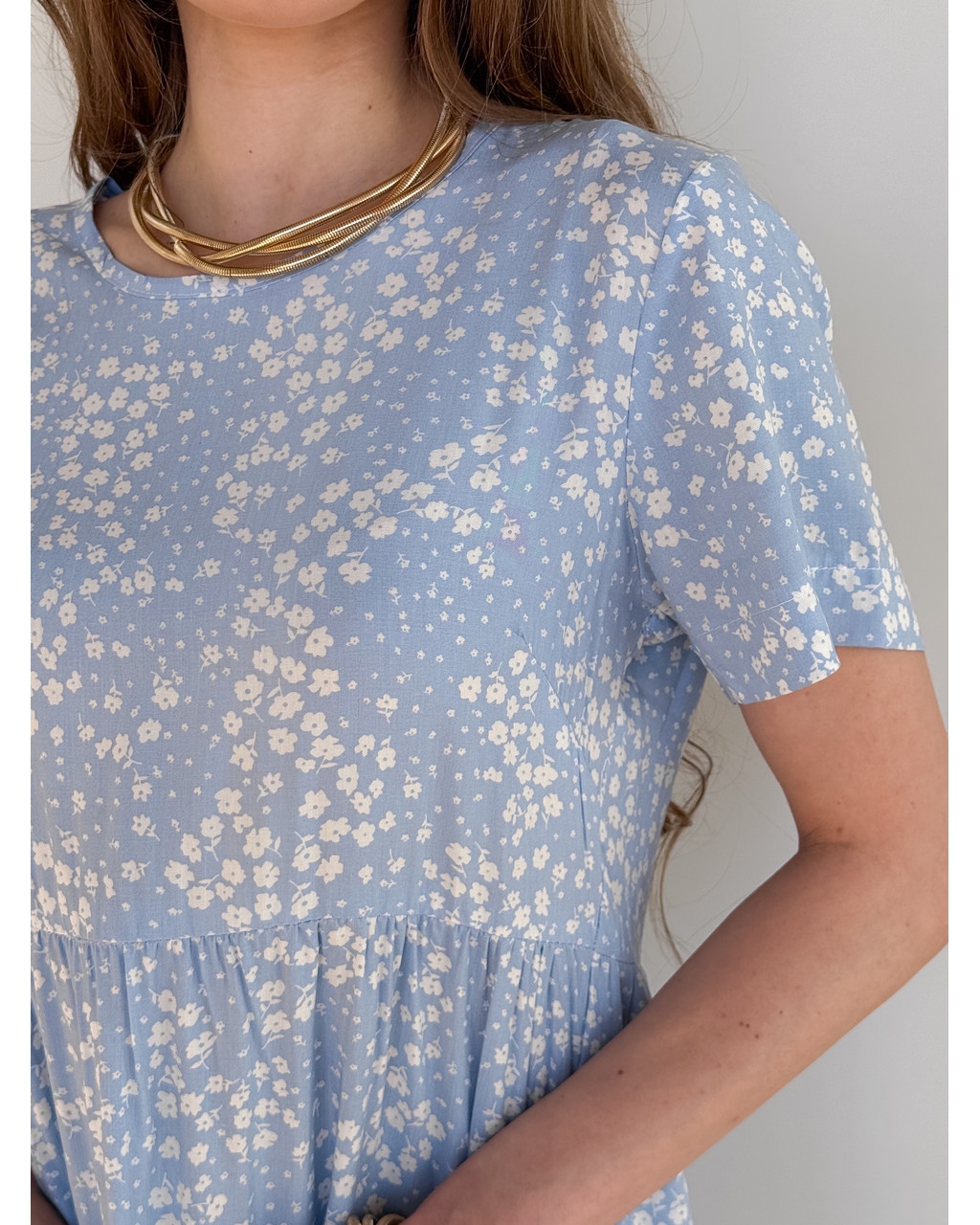 Летнее платье из штапеля в цветочек голубое Kazerta 7000001882