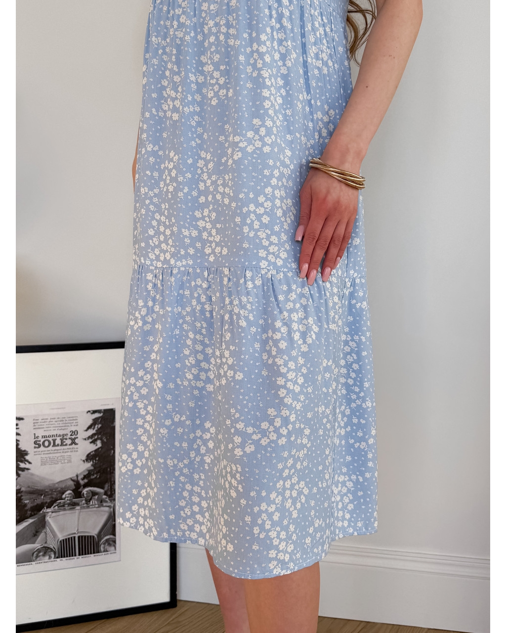 Летнее платье из штапеля в цветочек голубое Kazerta 7000001882