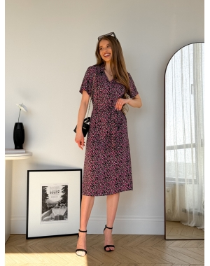 Сукня з коміром у квіточку зі штапелю чорна Tapi 700002224