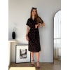 Сукня з комірцем у квіточку зі штапелю чорна Tapi 700002221