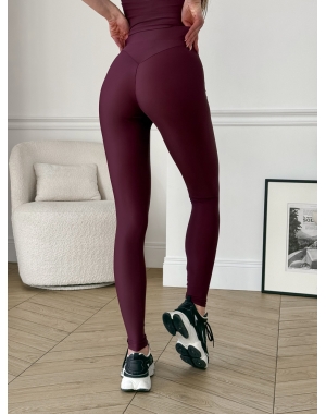 Бордові лосини з біфлексу з ефектом Push-up 600000442
