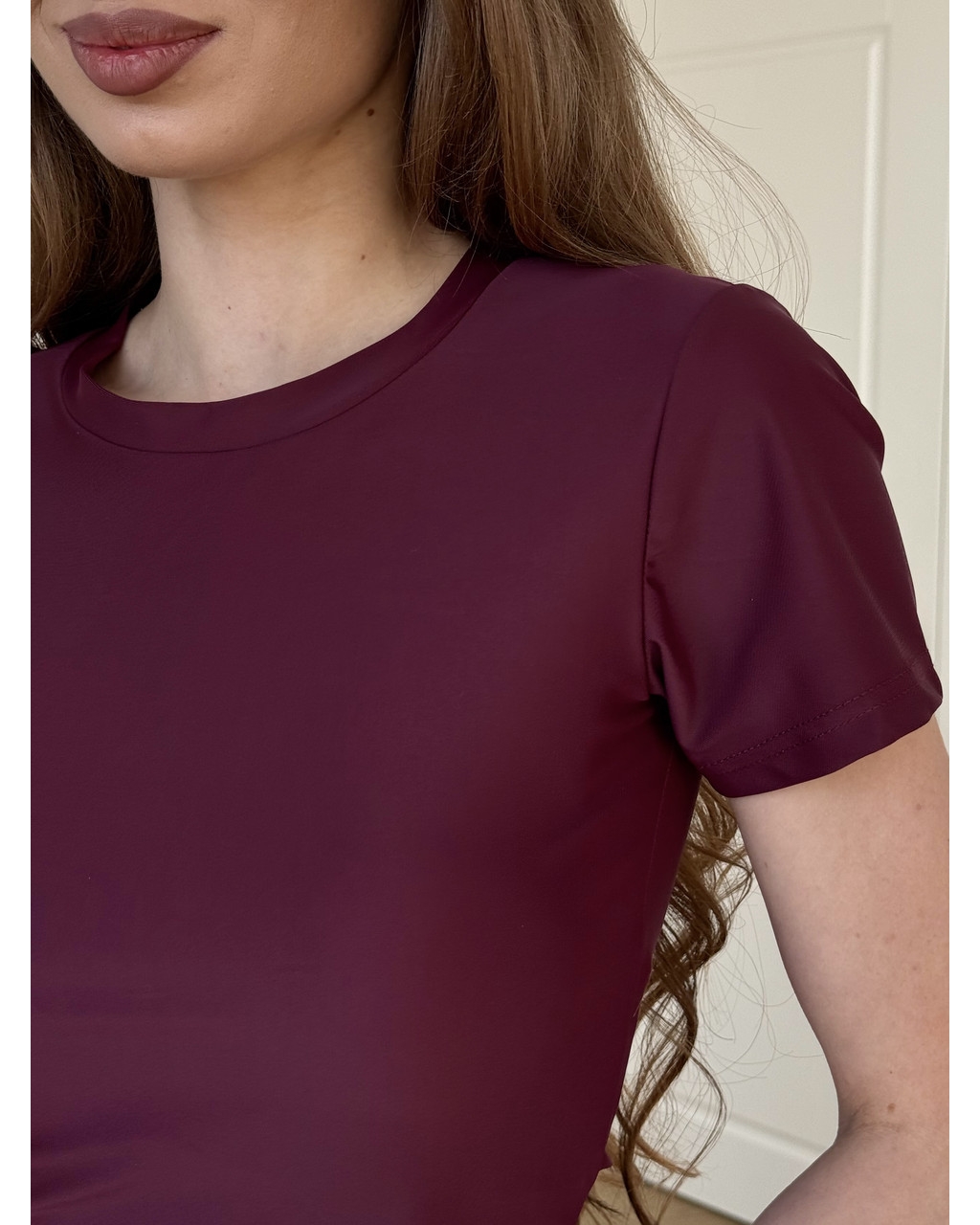 Бордові лосини з біфлексу з ефектом Push-up 600000442