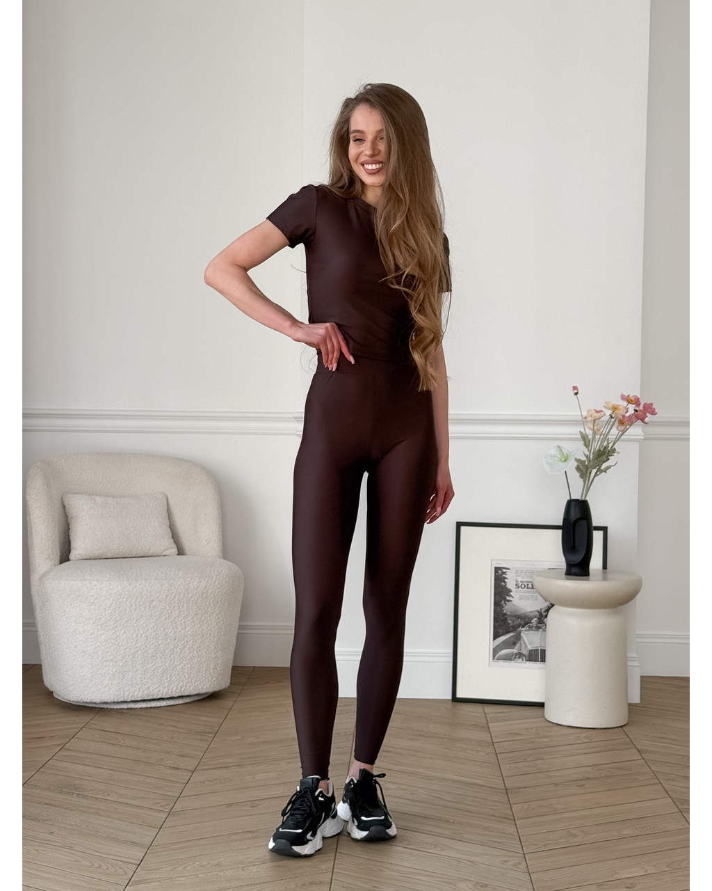 Лосини з біфлексу з ефектом Push-up 600000443 шоколадні