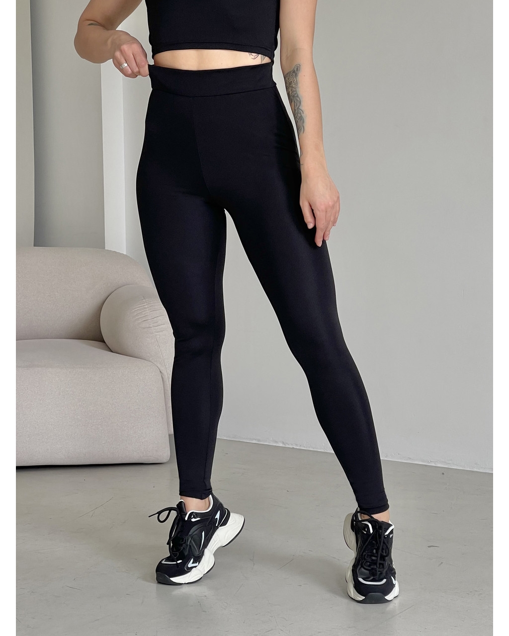 Гладкие лосины с высокой посадкой черные Napoli 600000301