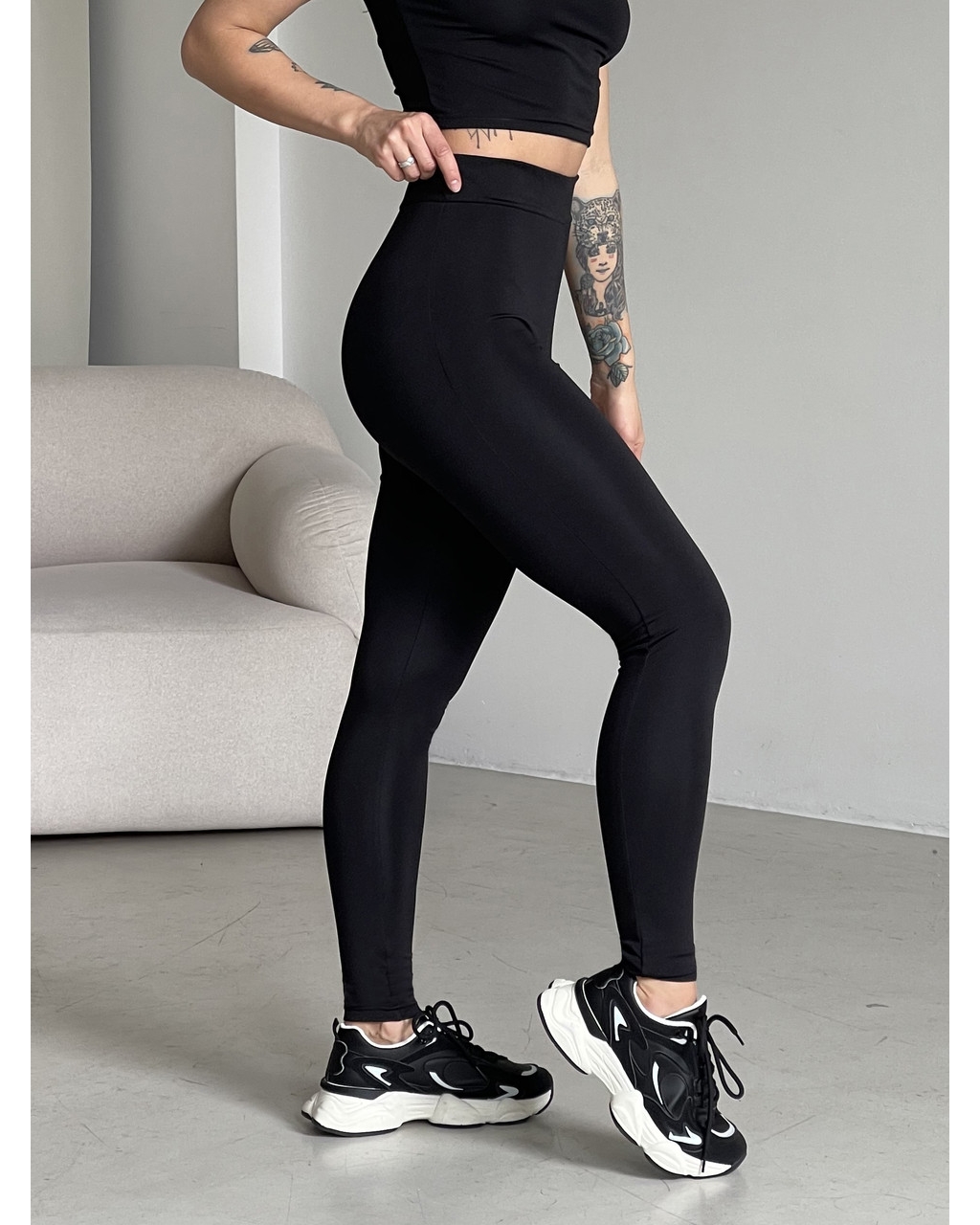 Гладкие лосины с высокой посадкой черные Napoli 600000301