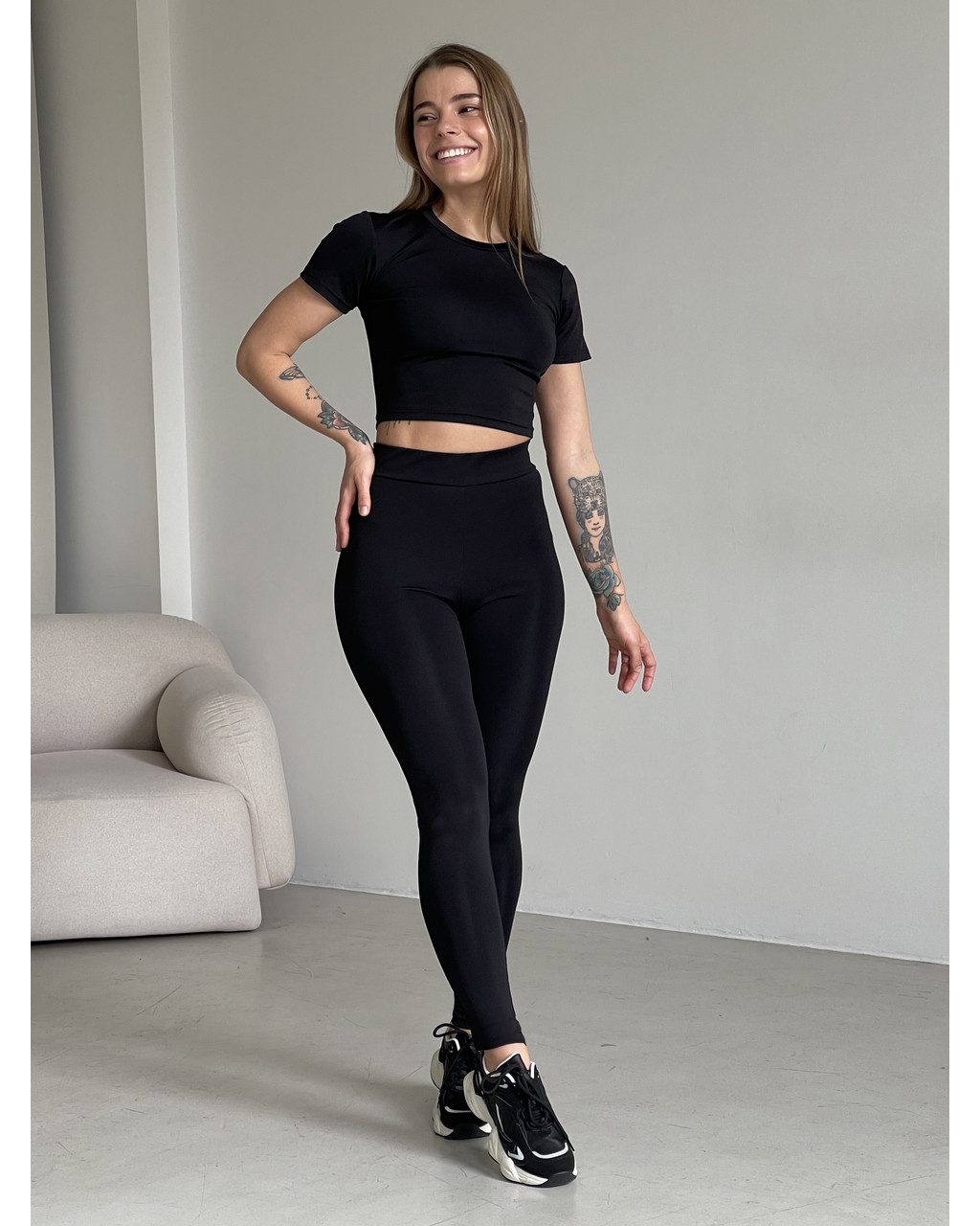 Гладкие лосины с высокой посадкой черные Napoli 600000301