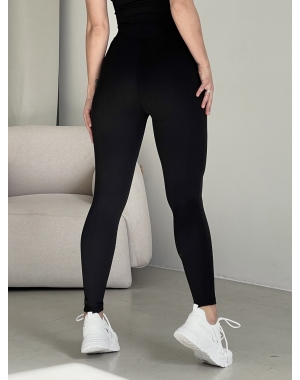 Чорні лосини у рубчик з високою талією Ponto 60000281