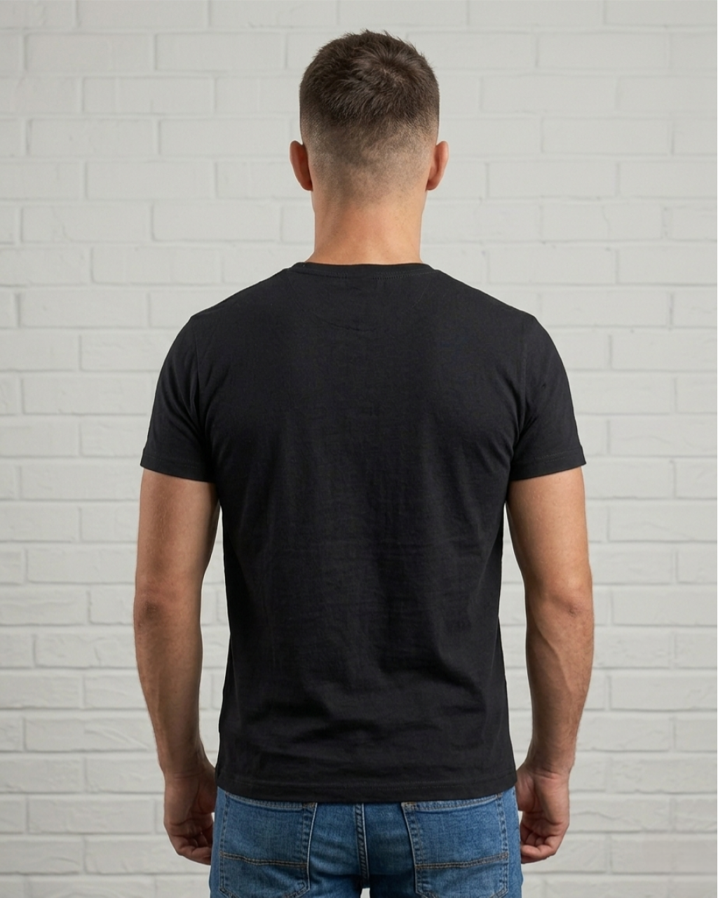 Чоловіча чорна футболка з синім гербом стильний повсякденний одяг Mishe 111000113