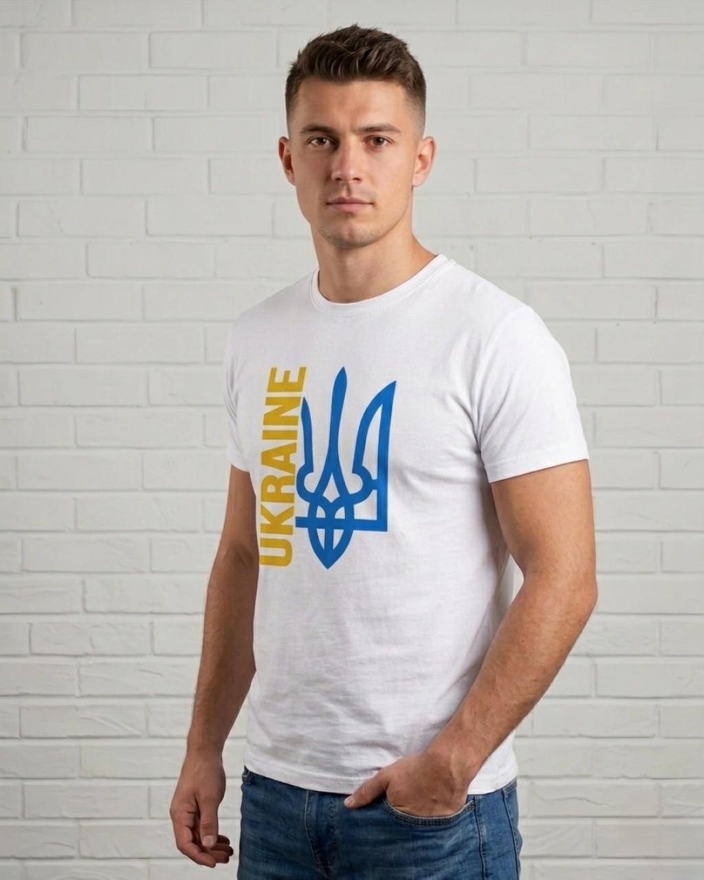Чоловіча футболка Ukraine з гербом патріотичний стиль якісний трикотаж Mishe 11100029