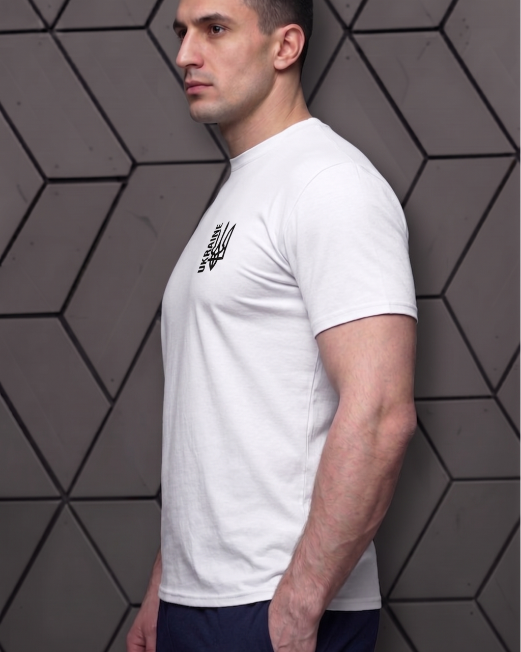 Патріотична чоловіча футболка з логотипом Ukraine Mishe 111000118-1 біла