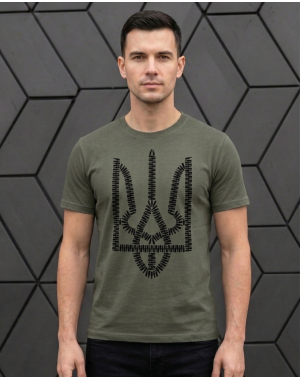 Чоловіча футболка з гербом і з патронами Mishe 11100077 Хакі