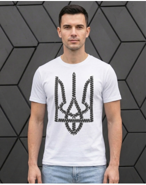 Чоловіча футболка з гербом і з патронами Mishe 11100077-1 Біла