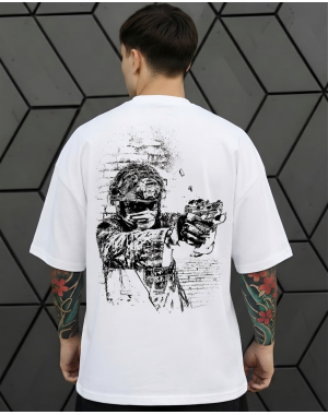 Чоловіча футболка з гербом оверсайз 1131200112 біла