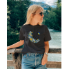Жіноча чорна футболка з гербом і квітами Mishe 21100011