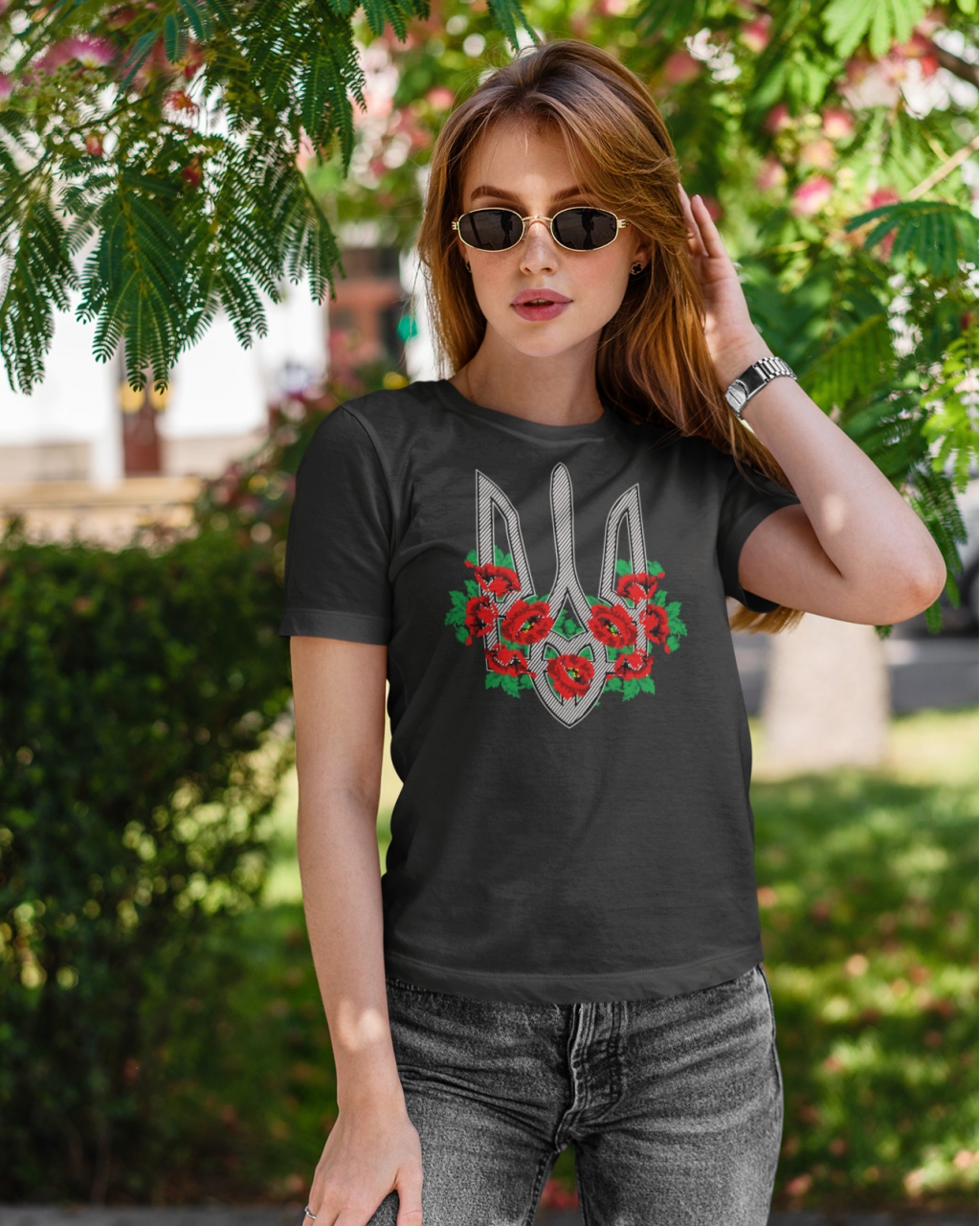 Жіноча футболка з Гербом і маками під вишивку Mishe 2110003-2
