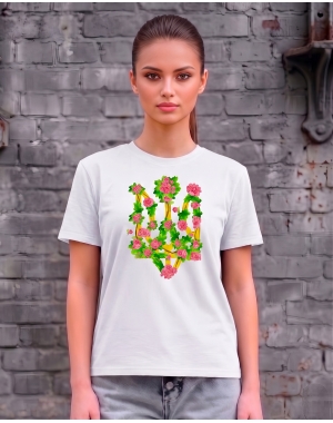 Жіноча футболка з малюнком герба та квіткою Mishe 21100048